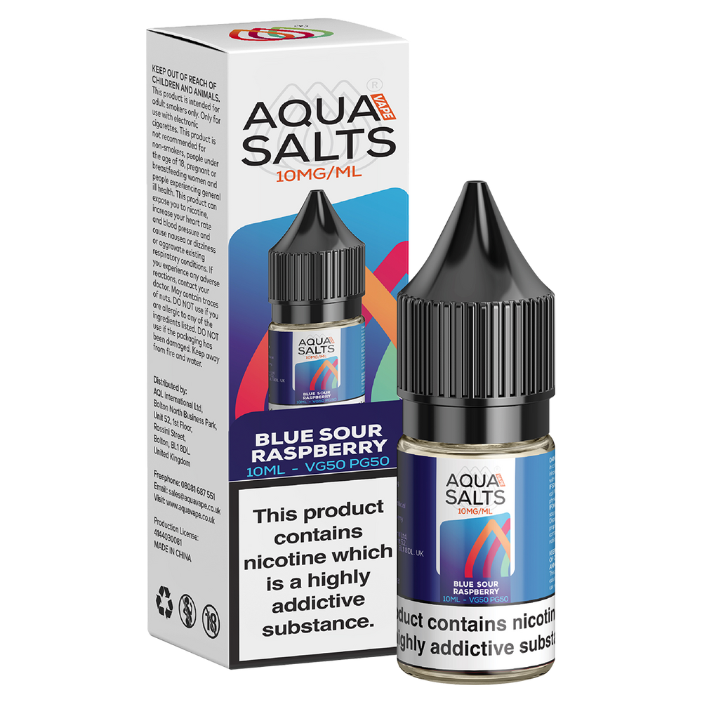 Blue Sour Raspberry Nic Salt by Aqua Salts 10ml 10mg