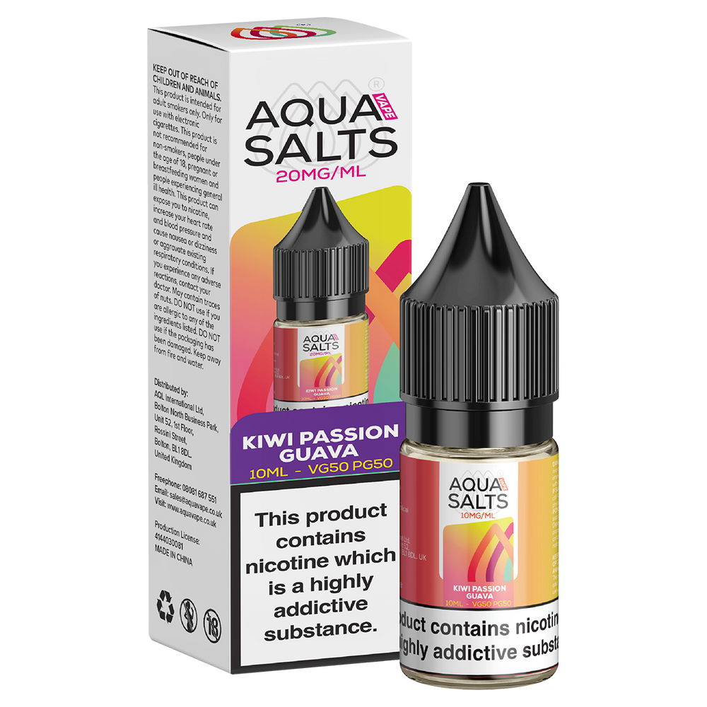 Kiwi Passionfruit Guava Nic Salt by Aqua Salts 10ml 20mg