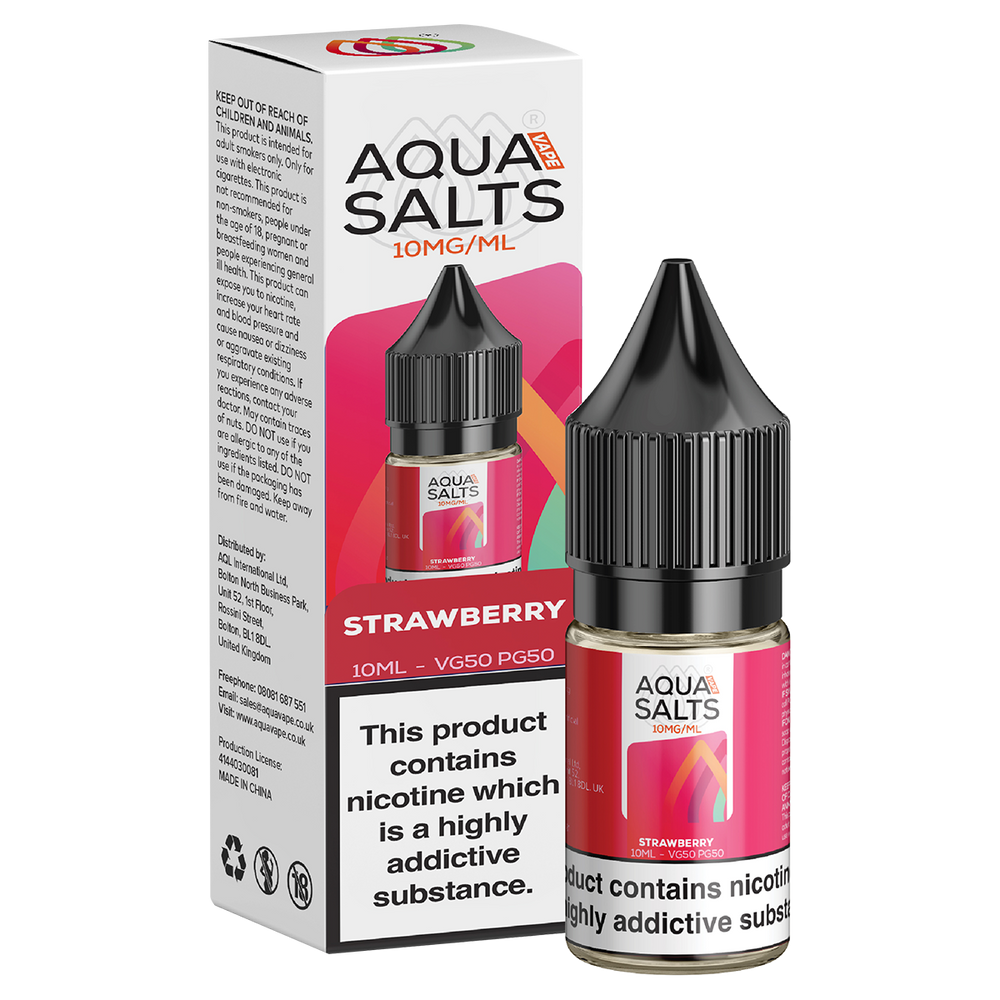 Strawberry Nic Salt by Aqua Salts 10ml 10mg