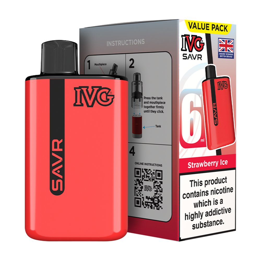 IVG SAVR Vape Kit Strawberry Ice 6ml