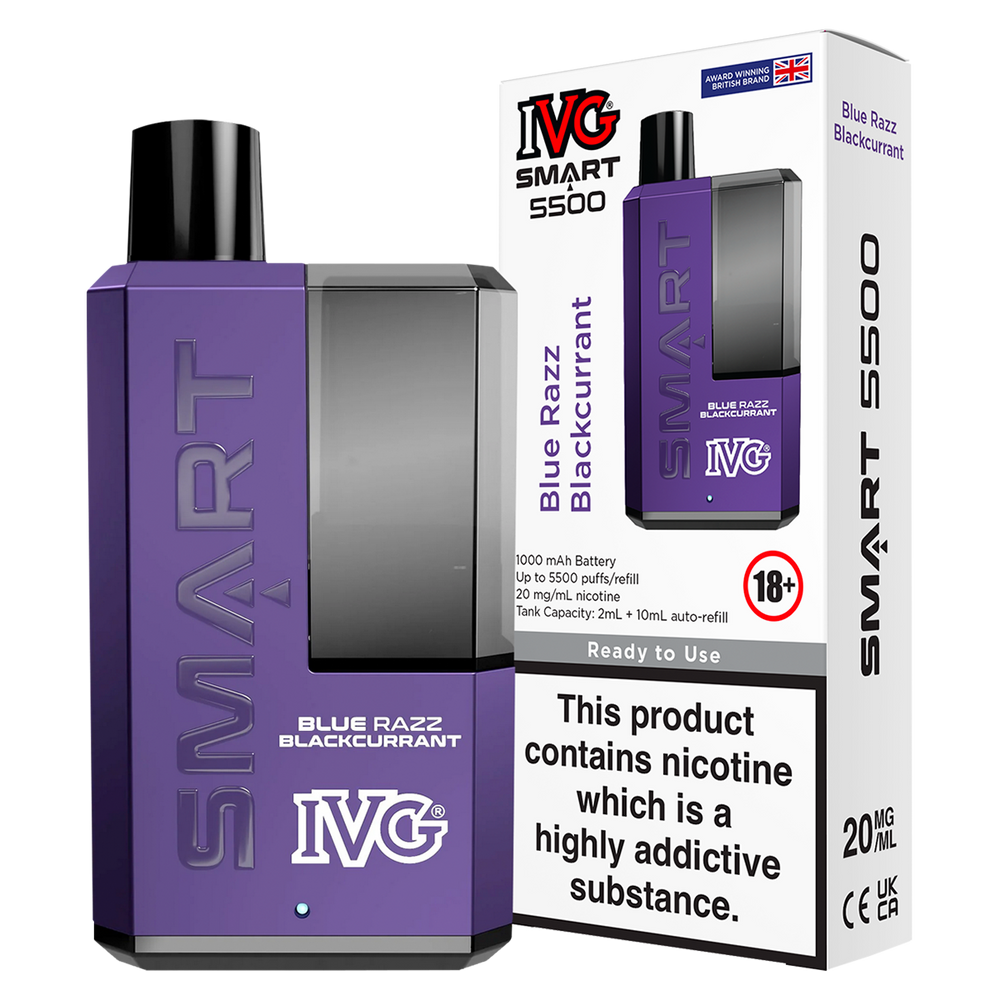 Blue Razz Blackcurrant IVG Smart 5500 Big Puff Vape Kit