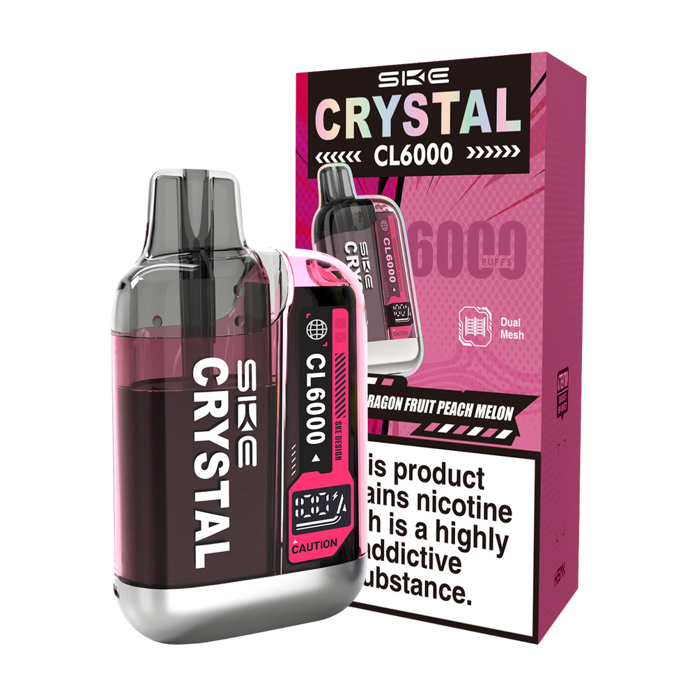 SKE Crystal CL6000 Big Puff Vape Dragon Fruit Peach Melon