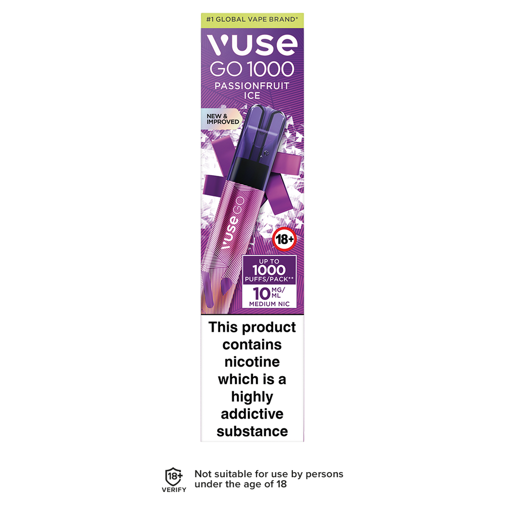 Passionfruit Ice Vuse Go 1000 Disposable Vape 10mg